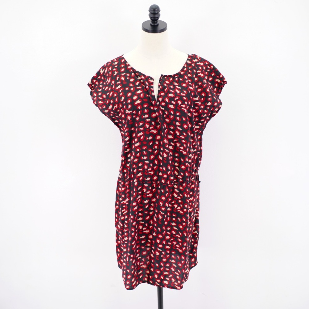 Old Navy Large‎ Butterfly Sleeve Tunic Dress Spilit V-Neck Red Black Tan